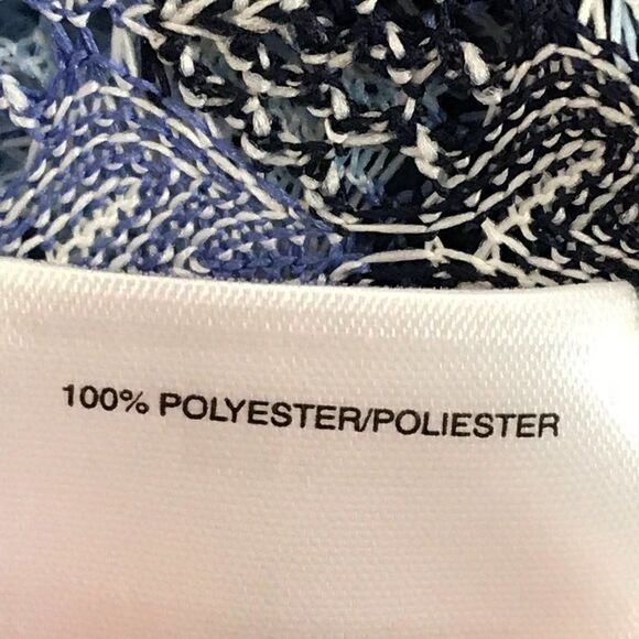 Kasper Crochet Lace Cardigan Women's Medium Open Front 3/4 Sleeves Blue Horizon - Picture 9 of 10